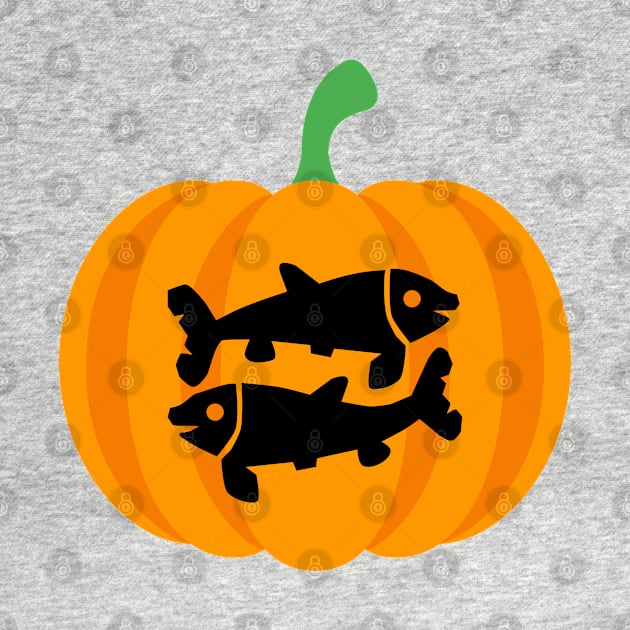 Halloween Jack O Lantern Pisces Zodiac Sign by EndlessDoodles